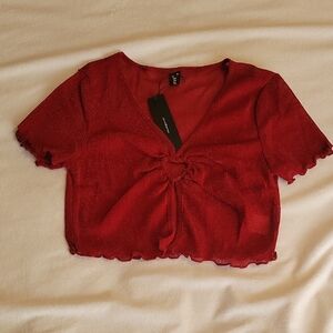 Sheer Top ❤️ Allegra K Red Glitter Crop Top